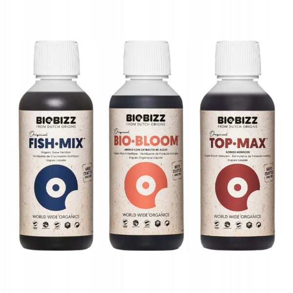 Zestaw Bio Grow + Bio Bloom + Top Max – BioBizz – 3×250 ml